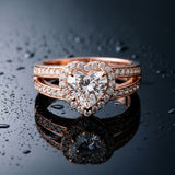 Rose gold Heart Diamond Halo Ring with Split Shank Pavé Band and Four-Prong Setting_21