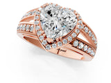 Rose gold Heart Diamond Halo Ring with Split Shank Pavé Band and Four-Prong Setting_7