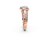 Rose gold Heart Diamond Halo Ring with Split Shank Pavé Band and Four-Prong Setting_8