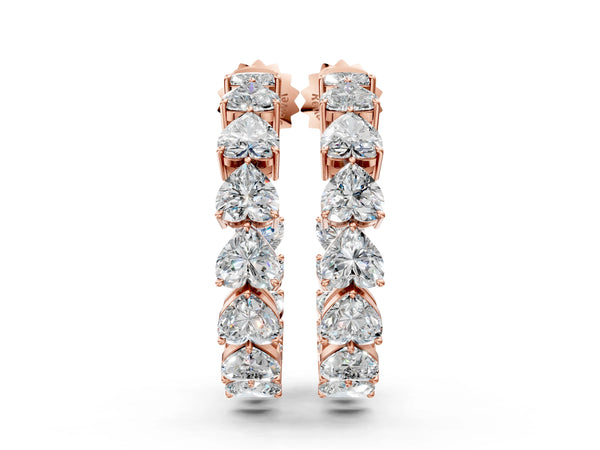 Rose gold Heart Diamond Huggie Hoop Earrings
