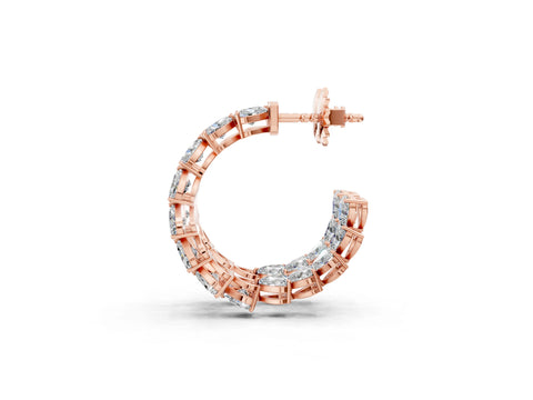 Rose gold Heart Diamond Huggie Hoop Earrings_1