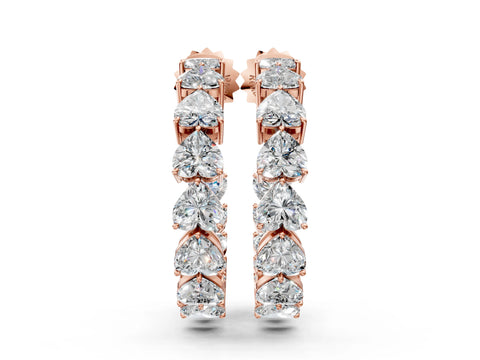 Rose gold Heart Diamond Huggie Hoop Earrings
