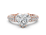 Rose gold Heart Diamond Pavé Band Solitaire Ring with Four-Prong Setting_46