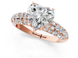 Rose gold Heart Diamond Pavé Band Solitaire Ring with Four-Prong Setting_47