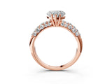 Rose gold Heart Diamond Pavé Band Solitaire Ring with Four-Prong Setting_49