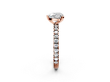 Rose gold Heart Diamond Pavé Band Solitaire with Four-Prong Setting_189