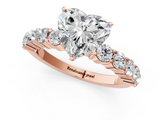 Rose gold Heart Diamond Pavé Band Solitaire with Four-Prong Setting_26