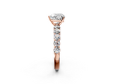 Rose gold Heart Diamond Pavé Band Solitaire with Four-Prong Setting_27