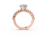 Rose gold Heart Diamond Pavé Band Solitaire with Four-Prong Setting_28