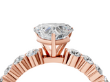 Rose gold Heart Diamond Pavé Band Solitaire with Four-Prong Setting_29