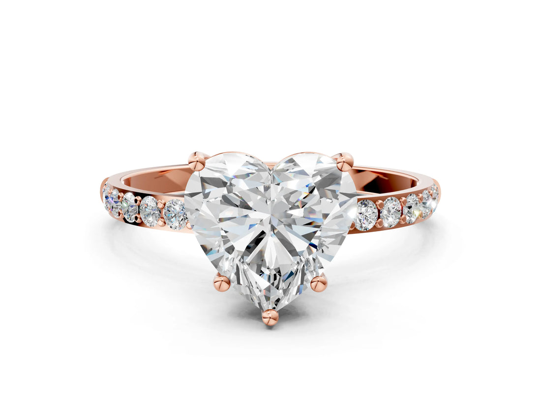 Rose gold Heart Diamond Pavé Band with Six-Prong Setting_47