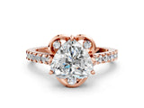 Rose gold Heart Diamond Pave Band with Floral Prong Setting_27