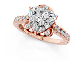 Rose gold Heart Diamond Pave Band with Floral Prong Setting_28