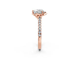 Rose gold Heart Diamond Pave Band with Floral Prong Setting_29