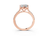 Rose gold Heart Diamond Pave Band with Floral Prong Setting_30