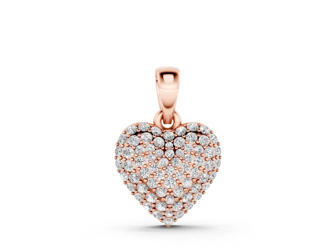 Rose gold Heart Diamond Pendant with Pavé Setting_13