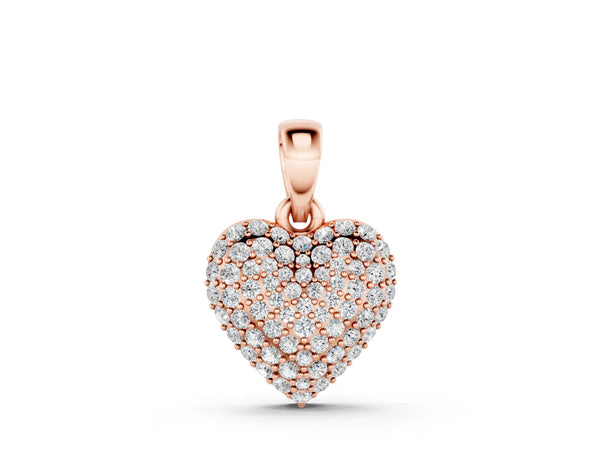 Rose gold Heart Diamond Pendant with Pavé Setting