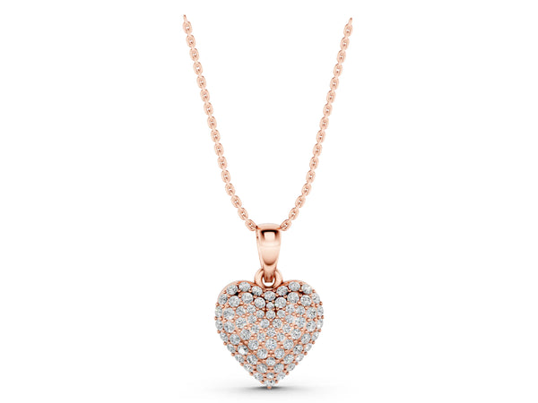 Rose gold Heart Diamond Pendant with Pavé Setting