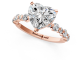 Rose gold Heart Diamond Prong Set Engagement Ring with Pave Band_187