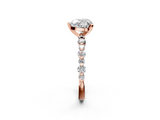 Rose gold Heart Diamond Prong Set Engagement Ring with Pave Band_188