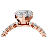 Rose gold Heart Diamond Prong Set Engagement Ring with Pave Band_190