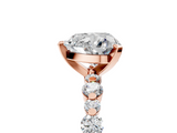 Rose gold Heart Diamond Prong Set Engagement Ring with Pave Band_191