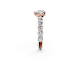 Rose gold Heart Diamond Prong Setting with Side Stones on a Pave Band_148