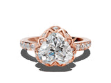 Rose gold Heart Diamond Solitaire Ring with Shared Prong Pavé Band_54