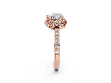 Rose gold Heart Diamond Solitaire Ring with Shared Prong Pavé Band_56