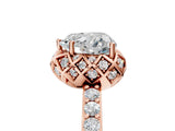 Rose gold Heart Diamond Solitaire Ring with Shared Prong Pavé Band_59