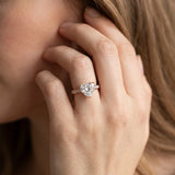 Rose gold Heart Diamond Solitaire with Pave Band and Six-Prong Setting_14