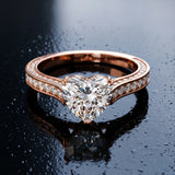 Rose gold Heart Diamond Solitaire with Pave Band and Six-Prong Setting_15