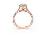 Rose gold Heart Diamond Solitaire with Pave Band and Six-Prong Setting_35