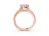 Rose gold Heart Diamond Three-Stone Pave Band with Four-Prong Setting_35