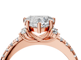 Rose gold Heart Diamond Three-Stone Pave Band with Four-Prong Setting_36