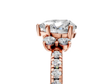 Rose gold Heart Diamond Three-Stone Pave Band with Four-Prong Setting_37