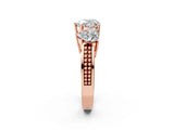 Rose gold Heart Diamond Three-Stone Ring with Prong Setting and Textured Band_8