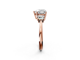 Rose gold Heart Diamond Three-Stone Ring with Trapezoid Side Stones and Prong Setting_26