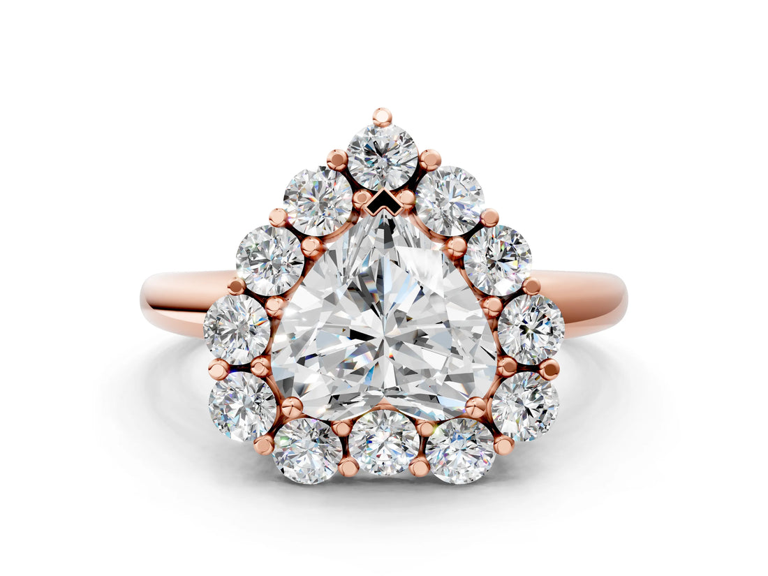 Rose gold Heart Halo Cluster Diamond Engagement Ring with Prong Setting and Polished Band_51