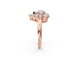 Rose gold Heart Halo Cluster Diamond Engagement Ring with Prong Setting and Polished Band_53