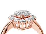 Rose gold Heart Halo Cluster Diamond Engagement Ring with Prong Setting and Polished Band_55