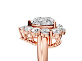 Rose gold Heart Halo Cluster Diamond Engagement Ring with Prong Setting and Polished Band_56