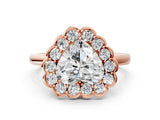 Rose gold Heart Halo Cluster Diamond Engagement Ring with Solitaire Band and Prong Setting_49