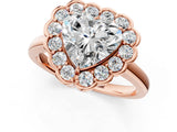 Rose gold Heart Halo Cluster Diamond Engagement Ring with Solitaire Band and Prong Setting_50