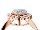 Rose gold Heart Halo Cluster Diamond Engagement Ring with Solitaire Band and Prong Setting_53