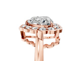 Rose gold Heart Halo Cluster Diamond Engagement Ring with Solitaire Band and Prong Setting_54