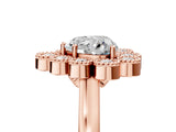 Rose gold Heart Halo Diamond Cluster Engagement Ring with Milgrain Bezel Setting and Solitaire Band_68