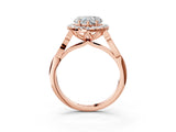 Rose gold Heart Halo Diamond Engagement Ring with Filigree Band and Four-Prong Setting_84