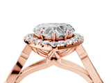 Rose gold Heart Halo Diamond Engagement Ring with Filigree Band and Four-Prong Setting_85