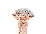 Rose gold Heart Halo Diamond Engagement Ring with Filigree Band and Four-Prong Setting_86